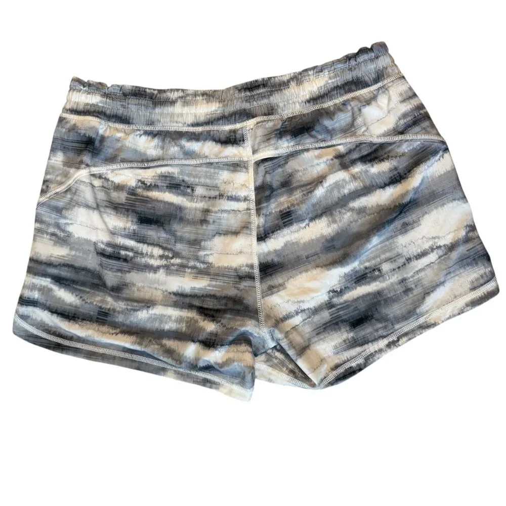Athleta Women’s Printed Run Shorts | Gray Blue Tie Dye | Size Large